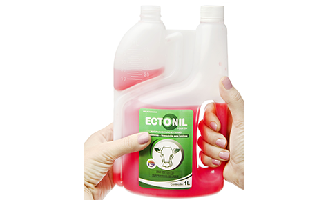 Frasco 1000ml Pour On Dosador com Pega Convertedor: Poly-Blow / Mais Polímeros do Brasil Brand owner: Ipanema Indústria de Produtos Veterinários