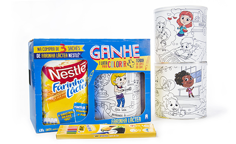 Pack Promocional: Lata para colorir + 3 sachês de Farinha Láctea Design: Maquinário Laboratório Criativo Convertedor: Metalúrgica Mococa / 43 S/A Gráfi ca e Editora / Klabin Brand owner: Nestlé
